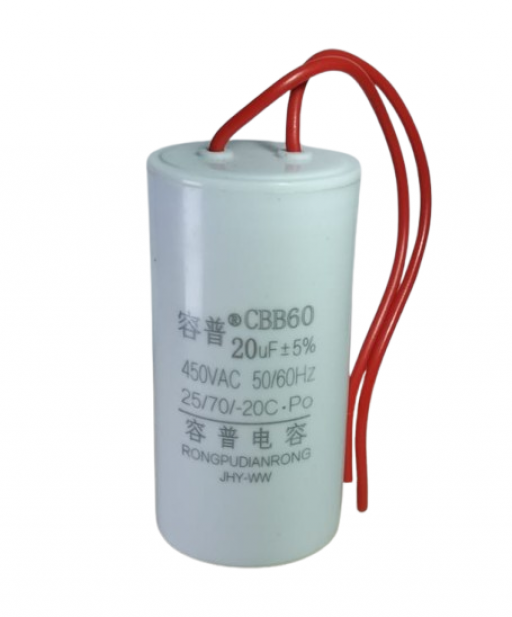 Capacitor Eletrolitico Radial Cbb60 20uf 450vac 120º	Po